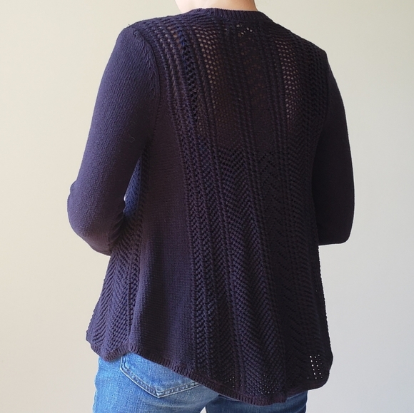 Rosie Neira Navy Nansen Pointelle Open Cardigan S - Picture 2 of 8